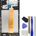 Full LCD Digitizer Touch Screen Assembly Replacement for Samsung Galaxy M12 SM-M127Fwith Screen Frame and Tool Kit Black 6.5"