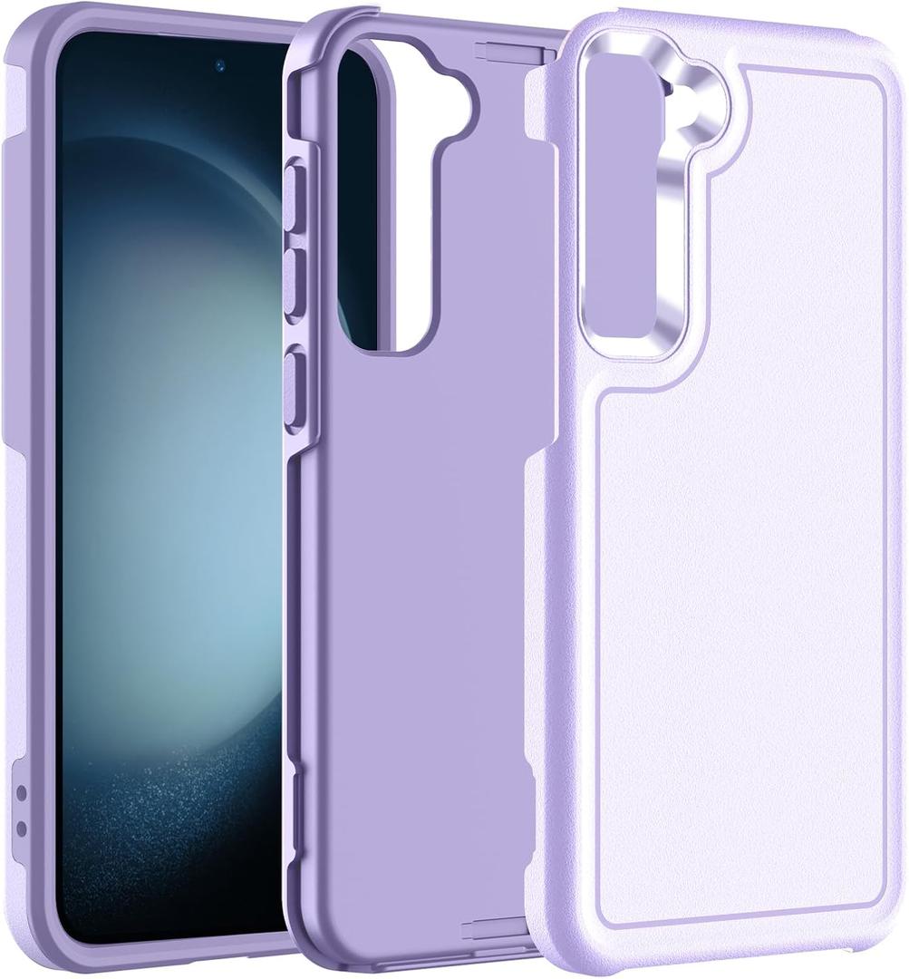 Hualele for Samsung Galaxy S23 Case,[Military Grade Protection] [Dropproof Shcokproof] Non-Slip Grip Dual Layer Rugged Heavy Duty Galaxy S23 Phone Case,Light Purple
