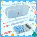 Aesthetic Pencil Case Pouch with Zipper  Large Capacity Organizer Bag for School Supplies, Pens, Pencils, Markers  Cute Small Storage Box for Kids, Girls, Teens & College, Blue