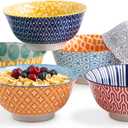 Selamica Porcelain 20oz Cereal Bowl Set - Set of 6, 6 inch Soup Bowls, Ceramic bowls for Cereal, Soup, Salad and Pasta, Colorful bowls (Assorted Colors)