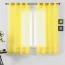DUALIFE Bright Yellow Sheer Curtains 54 Inch Length for Kitchen 2 Panels Grommet Semi Sheer Short Curtains for Bathroom Small Windows Basement Vibrant Lemon Yellow Wide 52 by L54 Inches Long