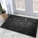 Bulijojo Front Door Mat Entrance,Durable Heavy Duty Welcome Mat,Thick Absorbent Natural Rubber Non Slip Mat,Sturdy Entryway Black 23"x35", 1'11" x 2'11"