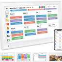 Smart Digital Calendar Family Planner Chore Chart HD Touchscreen Meal Planner & Photo Display Syncs with Online Calendars Includes Desk Stand & Wall Mount (15.6 Inch Digital Calendar - White), Large