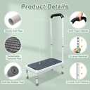 Medical Step Stool with Handle Elderly Adults Bed Steps for High Beds Rails Adjustable Assist Bar Heavy Duty Stepping Stool Metal Wide Step Platform Seniors Handicap Bed Side Foot Stool with Handrail