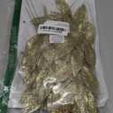 Winlyn 20 Pcs Christmas Artificial Leaf Sprays Champagne Glittered Bay Leaf Picks 12" Tall Christmas Tree Picks Decorations for Champagne Christmas Tree Wreath Centerpieces Seasonal Floral Arrangement