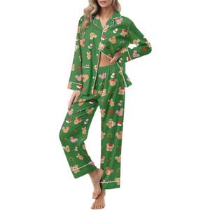 ELUNORUS Unisex Ultra Soft Pajama Set, Valentines Pajamas, Soft Warm Matching Sleepwear Gift for Women Men (2XL Gingerbread and Mouse)