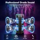 Fisher Portable Bluetooth Speakers, Stereo Speakers Bluetooth Wireless System, Quad Triangle 6.5" Dual 40W Peak Power, Bluetooth Speakers with RGB Color, Rechargeable, TWS, USB, FM Radio, Use Anywhere