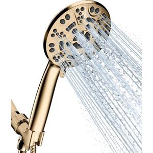 Cobbe 8 Functions Shower Head with handheld, High Pressure Shower Head Set with Hose Adjustable Bracket Rubber Washers (Gold)
