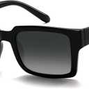 IOHLNG Retro Vintage Sunglasses for Women Men Trendy Rectangle Sun Glasses UV Protection (Black Frames + Gradient Grey Lens)