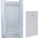 IDEAL PET PRODUCTS Since 1979 Ideal Pet Modular Aluminum Pet Patio Door with Single Pane Glass and Clear Flexible Flap. Fits up to 1 Aluminum Patio Track Width ONLY, Extra Large, White, Extra Large, 10.5" x 15" Flap Size