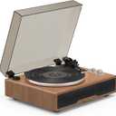 Bluetooth Vinyl Record Player with Built-in Speakers, Wohome Belt-Driven Hi-Fi Vintage Turntable with Magnetic Cartridge, RCA Line Out AUX in Headphone Jack, Auto Off (Walnut)