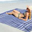 Oversized Turkish Beach Towel Blanket XXL Cotton Sandproof Towels Boho Woven Extra Large Big Sand Free Giant Throw Blankets Huge Quilt XL Picnic Camping Necessities Cloud For Adult Gifts Blue XXL(85x75 IN,215x190 CM)