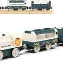 Battery Powered Train Set for Railway System, Electric Train Toys for Wooden Tracks, 3Pcs Motorized Locomotive Trains for Toddlers Compatible with Thomas & Friends, Brio, Chuggington