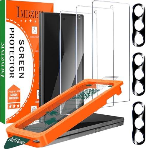 IMBZBK [Auto-Dust Removal] 3 Pack Front Screen Protector for Samsung Galaxy Z Fold 7, [Military Grade Shatterproof] 9H+ Tempered Glass + 3 Camera Lens Protector accessories, Ultra Durable Pack of 2