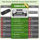 95kPa Vacuum Sealer Machine, Powerful Double Pump 10-in-1 Food Sealing System with Double Heat Seal, Built-in Cutter & Bag Storage, Easy-Lock Handle, Hose, 2 Bag Rolls, Durable Stainless Steel Design