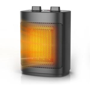 Small Space Heater for Indoor Use 1500W Portable Heater with Wild Range Temperature Adjustment Overheat & Tip Over Protection Electric Heater for Bathroom Black