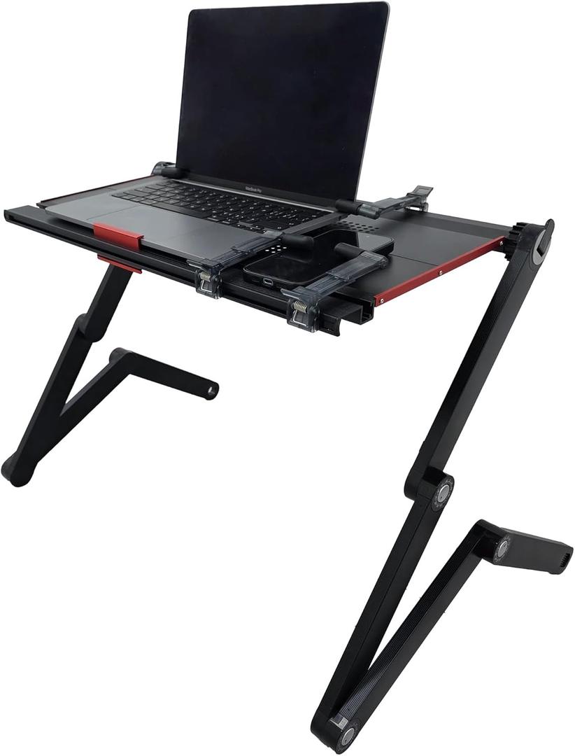 Adjustable Laptop Stand with 4-Section 360 Rotating Legs, Lying Down Laptop Stand, Ergonomic Adjustable Desk Riser with Cooling Holes, Portable Aluminum Laptop Desk for Home Office & Outdoor