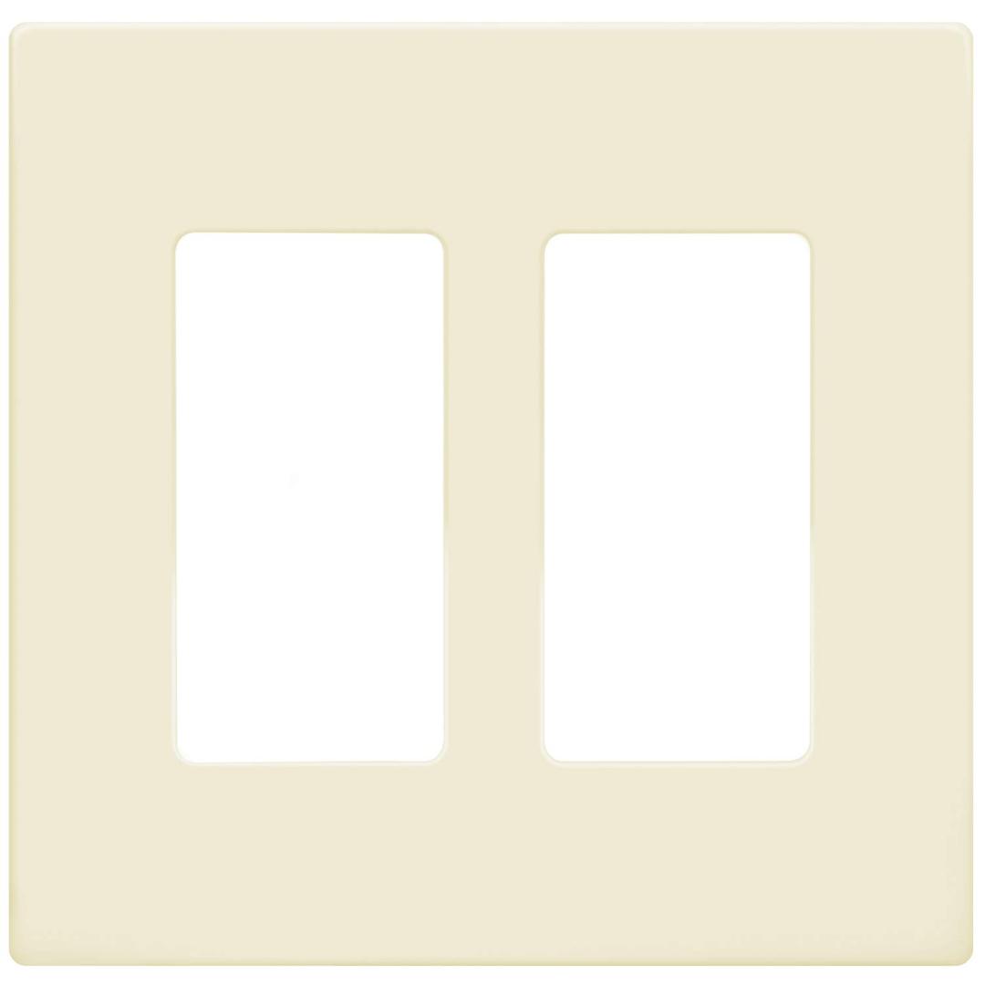 2 x ENERLITES Screwless Decorator Wall Plate Child Safe Outlet Cover, Size 2-Gang 4.68" H x 4.73" L, Unbreakable Polycarbonate Thermoplastic, SI8832-LA, Glossy, Light Almond