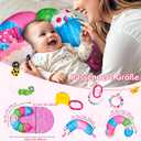 3-in-1 Caterpillar Tummy Time Pillow for Baby 0-6 Months, Detachable Tummy Time Playmat for Newborns, Sensory Toys for Babies 0 3 6 Months, Non-Slip Baby Support Seated Pillow, Gifts for Infant Girls (Medium, Pink)