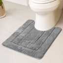 GRANNY SAYS U Shaped Toilet Mat, Bathroom Rugs Non Slip Washable, Absorbent Microfiber - Soft Plush Shaggy Bath Carpet, 20" x 24", Deep Gray (U-Shaped 20" x 24")
