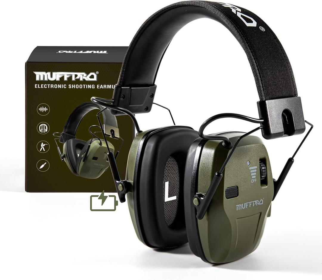 Rechargeable Shooting Ear Protection with Sound Amplification Electronic Earmuffs for Noise Reduction