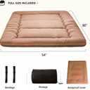 MAXYOYO Japanese Floor Mattress Futon Mattress, Thicken Tatami Mat Sleeping Pad Foldable Roll Up Mattress Boys Girls Dormitory Mattress Pad Kids Floor Lounger Cushion, Light Brown, Full