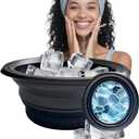 Face Bowl for Ice with Built-in Tray  Collapsible Silicone Face Bath Bowl for Cooling Skin  Portable Design for Home & Travel (Dark)