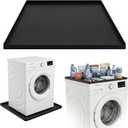 27x27 Inch Silicone Washing Machine Drain Pan Fits Compact Washers up to 3.5 cu. ft., Waterproof Leak Protection Mat, Anti-Vibration Floor Protector, Black