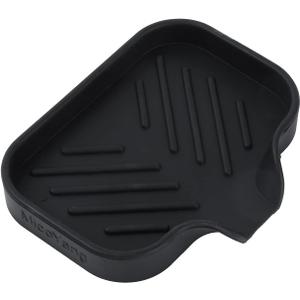 Silicone Bathroom Soap Dishes with Drain Spout-Bathroom and Kitchen Sink Organizer, Sponge Holder, Dish Soap Tray, Perfect for Dispenser, Scrubber, Bottle, Cup on Sink or Counter-Black 4.9"3.2"