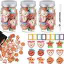 Bokon Persomalized Reward Jar for Kid 200 Wooden Tokens 3 Pcs Coin Jars for Behavior 8 Name Tags Classroom Reward System for Kids Back to School Incentive Good Behavior Training(Brown Color,Cookie)