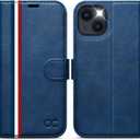 OCASE Compatible with iPhone 13 Wallet Case, PU Leather Flip Folio Case with Card Holders RFID Blocking Kickstand [Shockproof TPU Inner Shell] Phone Cover 6.1 Inch 2021 (Spliced Blue)