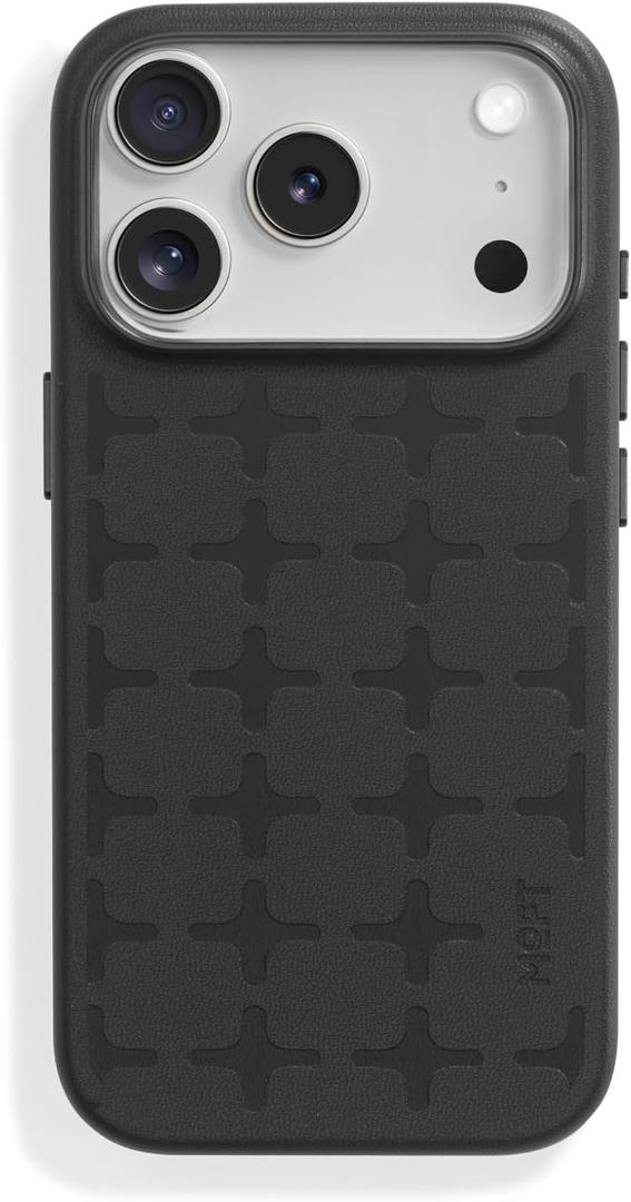 MOFT x Tombogo for iPhone 17 Pro Case- MOVAS Snap Case, MagSafe Compatible, Soft-Touch Vegan Leather, Classic Minimalist Design, Lightweight, Stain-Resistant & Camera Protection, Jet Black