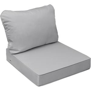 AAAAAcessories Outdoor Seat Cushions for Chairs, Fade-Resistant, Waterproof Patio Furniture Replacement Cushions, 22" x 22" x 3" + 22" x 17", Gray