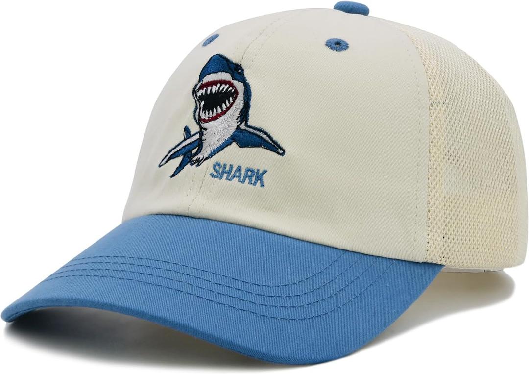 Kids Trucker Hat for Boys Girls Ages 3-9, UPF 50+ Protection Mesh Back Embroidered Baseball Cap (Blue)