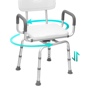 Shower Chair,Seat Shower Stool,Portable Shower Chair with Adjustable Height,Shower Chair with Arms and Back,for Elderly,Handicap & Seniors up to 340LBS (Detachable Handrail) (360 Degree)