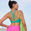 RUNNING GIRL Sports Bras for Women Medium Support, Criss-Cross Strappy Sports Bra Workout Yoga Bra with Removable Cups (Green, XL)