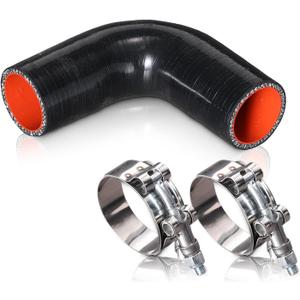 2" ID 90 Degree Silicone Elbow Coupler Hose with Stainless T-Bolt Clamp,Thickness 5mm,4" Leg Length,4 Layers Reinforced Turbo,Intercooler,Intake Radiator Piping