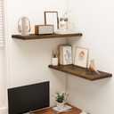 Dreamland 36" Floating Shelves for Wall, 12" Deep Slim Rustic Brown Floating Shelves, Wall-Mounted Shelves for Bedroom, Living Room, Kitchen, Bathroom - Set of 2, 36"W x 12"D x 1.3"H, Set of 2