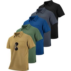 ZITY 5 Pack Polo Shirts for Men with Pocket Dry Quickly Short Sleeve Athletic Outdoor Work Collared Shirts (Large, Black+ grey+ royal Blue+ army Green+ khaki, L) ZITY 5 Pack Polo Shirts for Men with Pocket Dry Quickly Short Sleeve Athletic Outdoor Work Collared Shirts (Large, Black+ grey+ royal Blue+ army Green+ khaki, L)