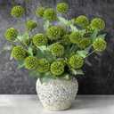 12Pcs Faux Flowers for Vase with Long Stem 23.6'' Green Chrysanthemum Flowers Artificial Spring Kiku Mums Silk Floral Arrangement for Easter Day Cemetery Home Kitchen Table Centerpiece Decor