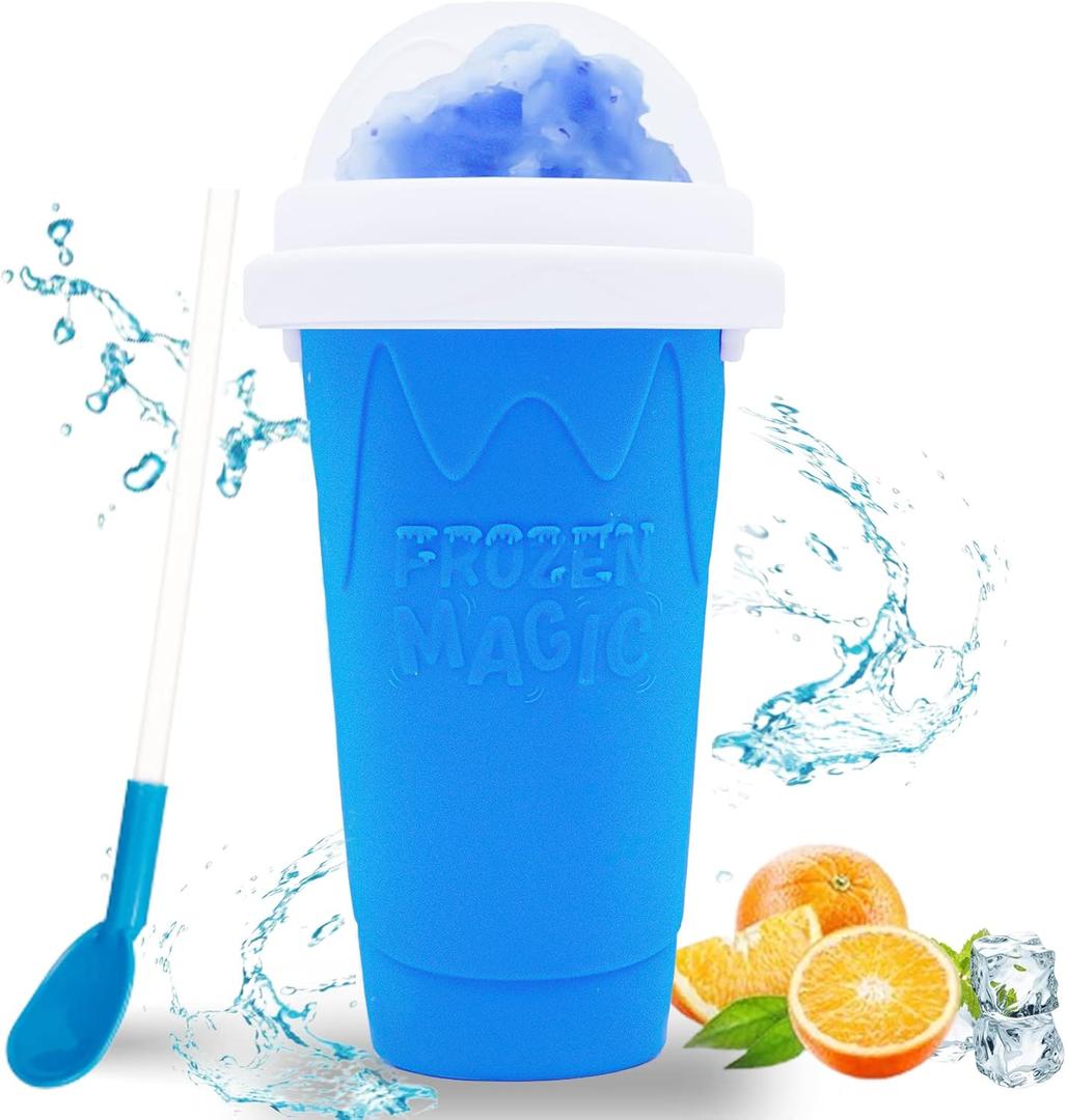 Magic Slushy Maker Squeeze Cup Slushie Maker, Homemade Milk Shake Maker Cooling Cup Squee DIY it for Everyone (Blue)