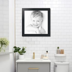  20x20 Inch Black Picture Frame, This 2.0000 Inch Custom Poster Frame is Black - Comes with Acrylic and Corrugated Backing (WOMFRBW74079-20x20)