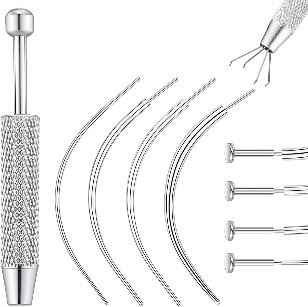 Piercing Taper Ball Grabber Tools Kit for Changing Jewelry 14G 16G 18G 20G Stainless Steel Body Piercing Tool for Changing Jewelry Threadless Curved Insertion Pin for Ear Nose Navel Lip Eyebrow