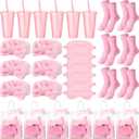 31 Pcs Spa Party Favors Sleepover Party Supplies Pink Bow Spa Headbands Eye Masks Socks Glitter Cups Gift Bag with Ribbon for Women Wedding Bridal Shower Bridesmaid Gifts Graduation Gift