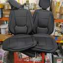 Coverado Front Seat Covers, 2 Pieces Universal Seat Covers for Cars, Breathable Fabric & Leather Car Seat Protectors, Car Seat Cushions Auto Accessories Fit for Most Sedans SUV Truck, Black