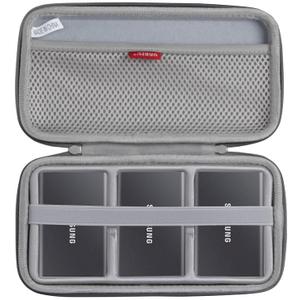 Hermitshell Hard Travel Case for Samsung T7 T7 Touch Portable SSD 1TB 2TB 500GB USB 3.2 External Solid State Drive Case for 3 Hard Drives, Gray