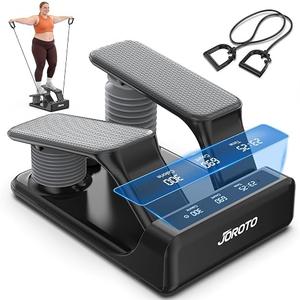 JOROTO Home Air Resistance Stepper Mini Stepper with 5 Levels Dimmable + Strips, 300 LBS/300 LBS / 300 LBS Silent Rechargeable LED Screen for Apartment & Home Gym