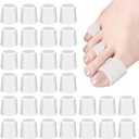 30 Count Silicone Toe Sleeves, for Hammer Toe,Stubbed Toe,Corns, Calluses Protect, Pinky Toe, Bunion Blisters, Hammer Toes, Toenails Loss, Pain Relief Pinky Toe Protector, White