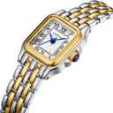 CHEETAH Gold Watches for Women with Small Vintage Bracelet, Rectangular Case Roman Dial