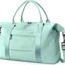 Travel Duffle Bag, Waterproof Weekender Bag Carry On Tote Bags for Women, Travel Essentials Sport Gym Bag for Men, Hospital Bag for Labor and Delivery, Overnight Bag Luggage Bag with Trolley Sleeve (04 Cyan Green)